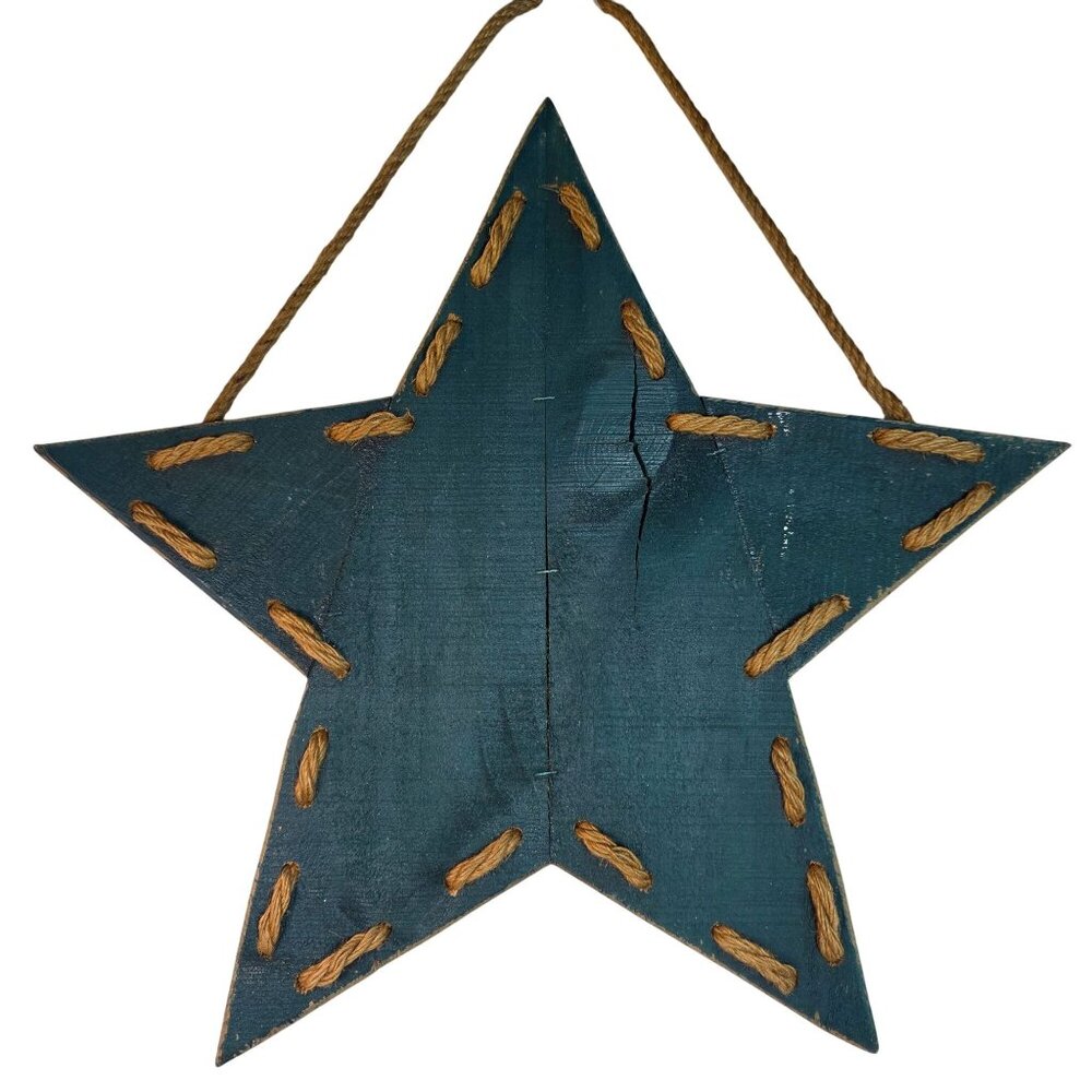 Handmade Rustic Wooden Star Wall Hanging With Rope Detailing